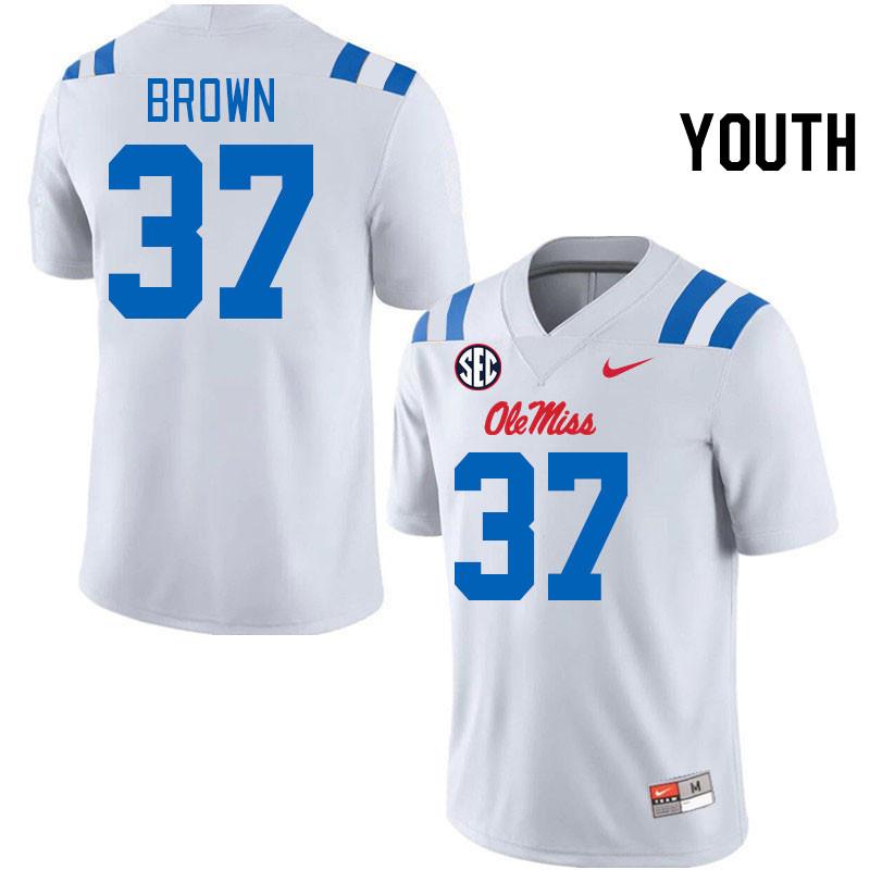 Youth #37 AJ Brown Ole Miss Rebels 2024 New Uniforms College Football Jerseys Stitched-White